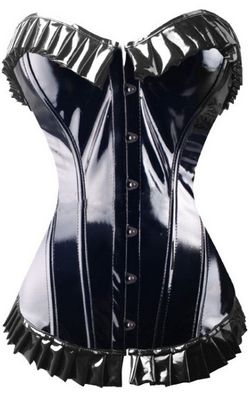Black Trimmed Shiny Leather Corset